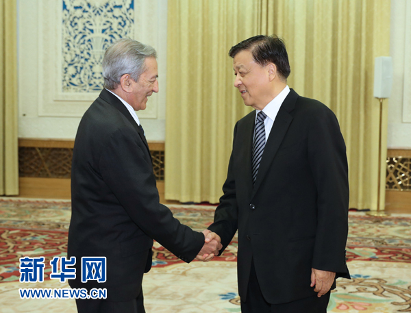 6月21日，中共中央政治局常委、中央書記處書記劉云山在北京會見古共中央書記處書記、國際關系部部長巴拉格爾率領的古巴共產(chǎn)黨代表團。新華社記者馬占成攝