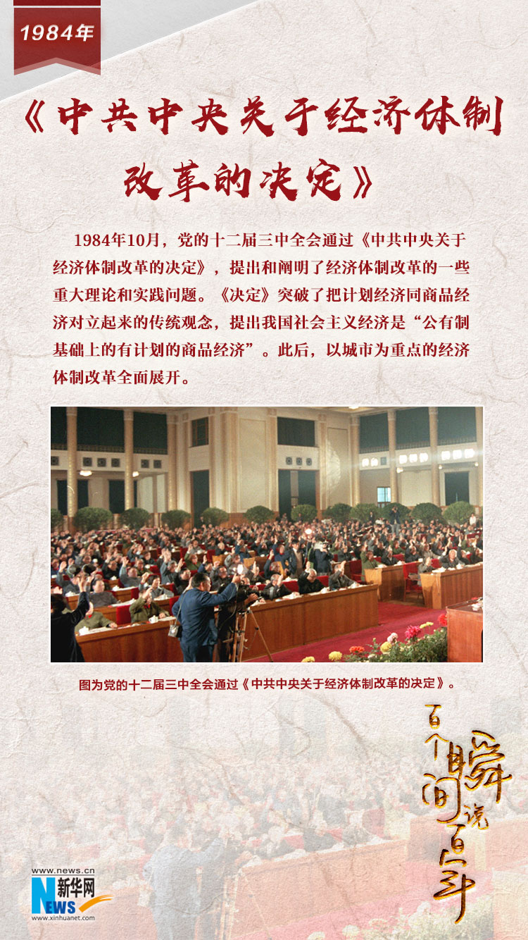 1984，《中共中央關于經(jīng)濟體制改革的決定》