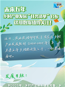 未來五年鄉(xiāng)村產(chǎn)業(yè)發(fā)展&ldquo;任務(wù)清單&rdquo;公布 這組數(shù)據(jù)值得關(guān)注！