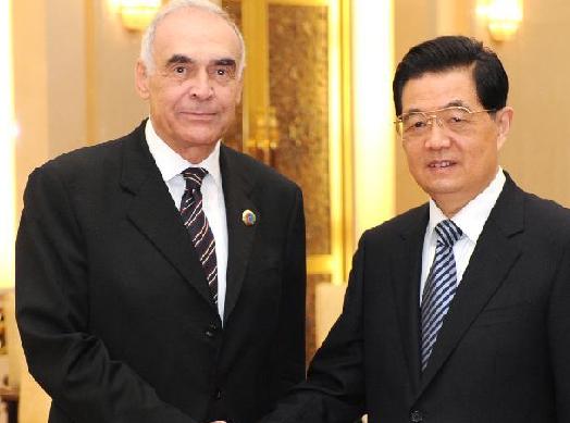 胡錦濤會(huì)見埃及總統(tǒng)特使、外長阿姆魯