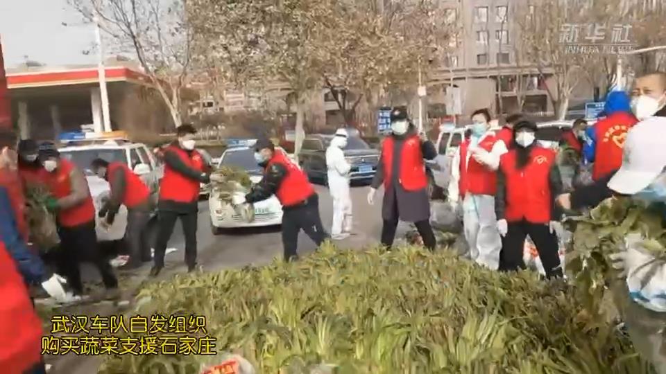 武漢車(chē)隊(duì)自發(fā)組織購(gòu)買(mǎi)的蔬菜，到石家莊了！