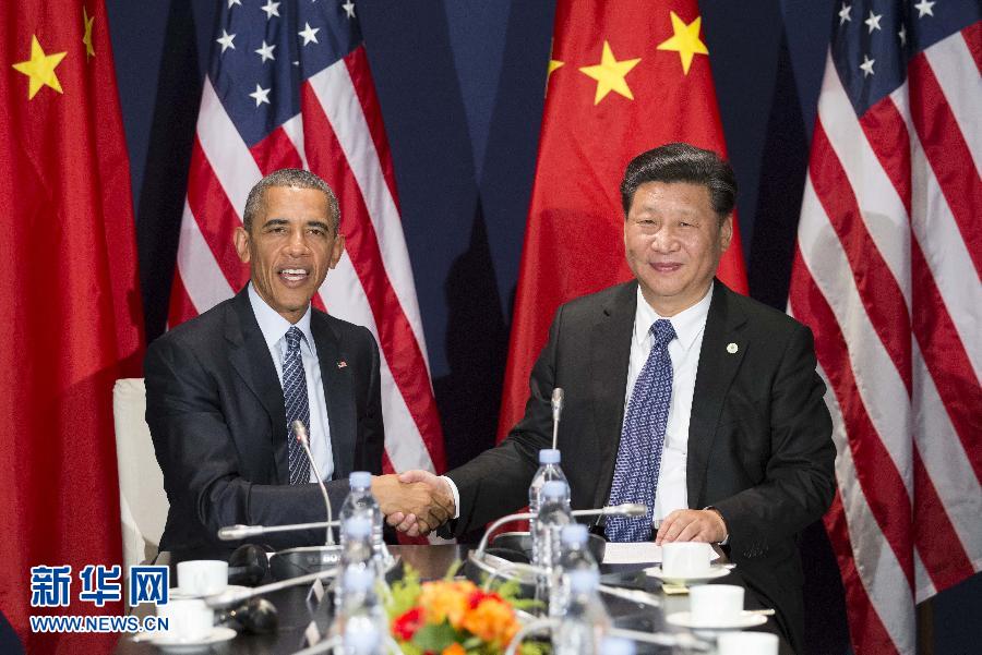 11月30日，國家主席習(xí)近平在巴黎會見美國總統(tǒng)奧巴馬。新華社記者黃敬文攝