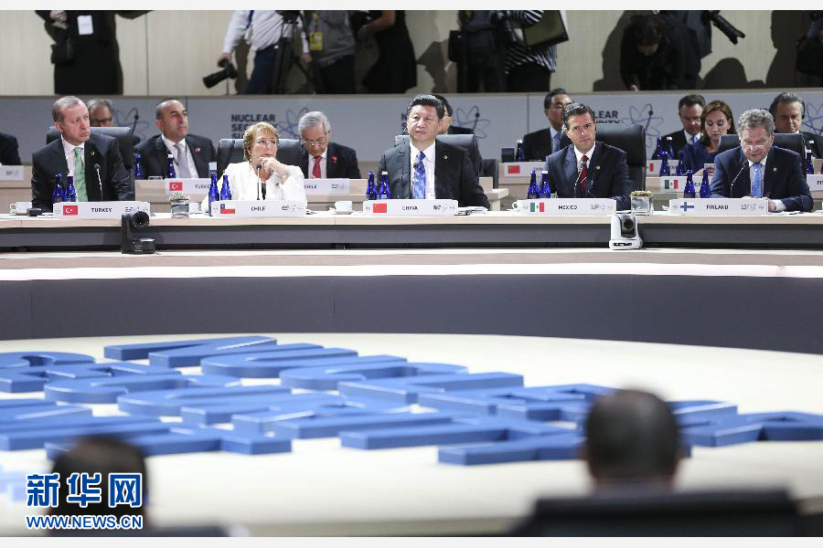 4月1日，第四屆核安全峰會在美國首都華盛頓舉行。國家主席習(xí)近平出席并發(fā)表題為《加強(qiáng)國際核安全體系，推進(jìn)全球核安全治理》的重要講話。新華社記者蘭紅光攝