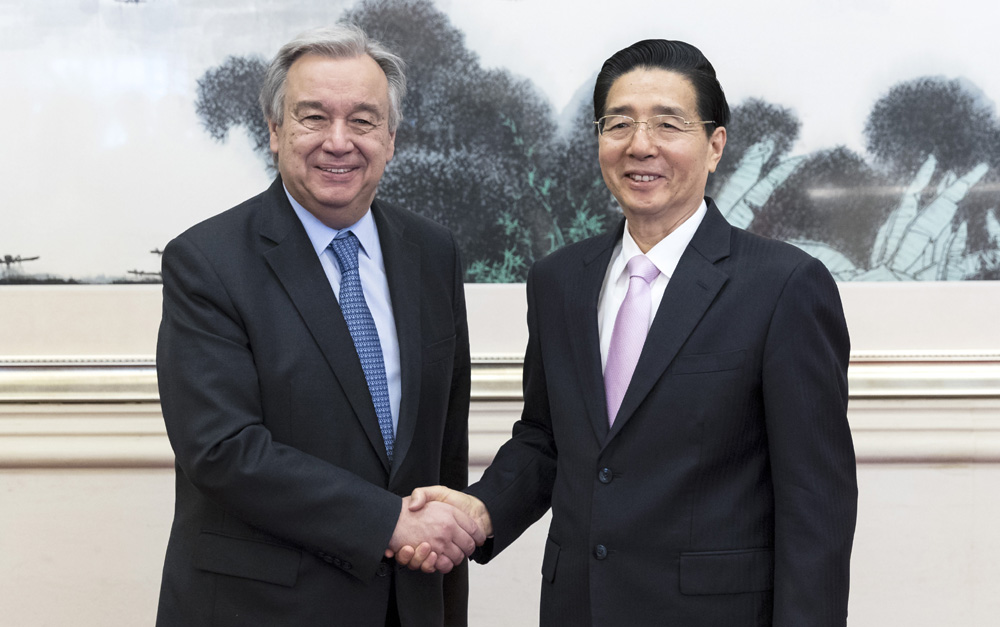 郭聲琨會(huì)見聯(lián)合國秘書長(zhǎng)古特雷斯